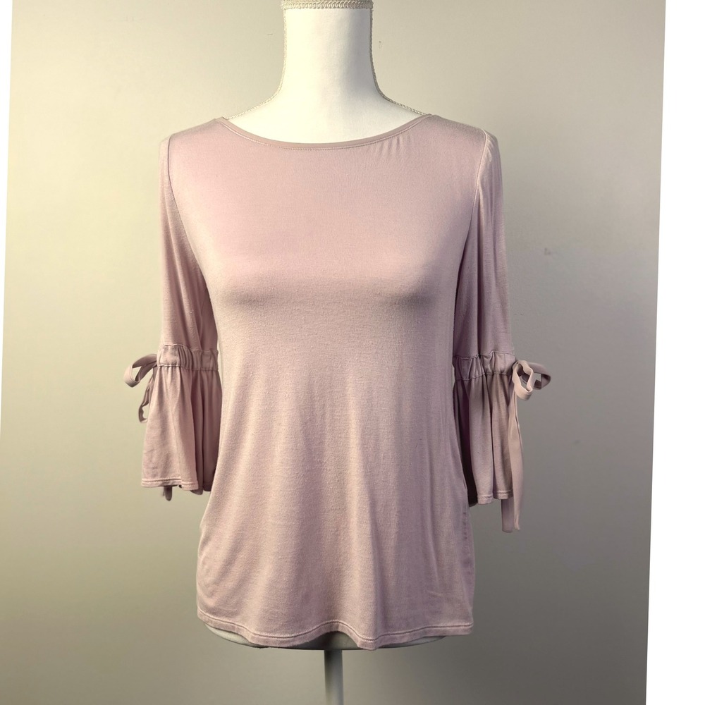White House Black Market Cottagecore‎ Bell Tie Sleeve Pink Blouse Lightweight XS